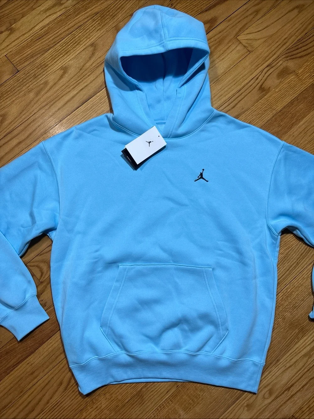 Nike Jordan Brooklyn Oversize Sky Blue Hoodie Logo Men’s sz S NEW!